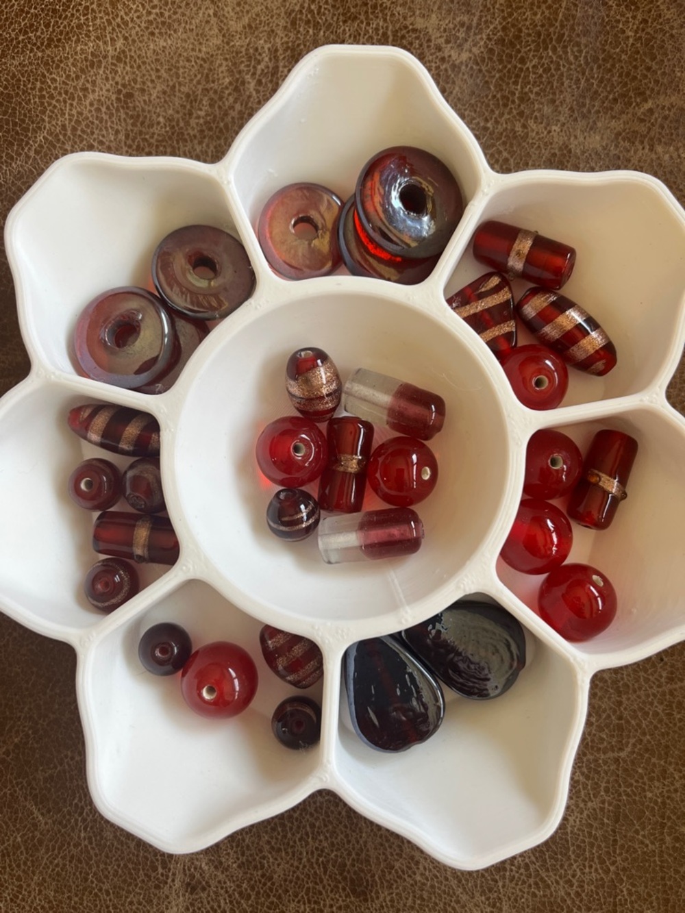 Vintage glass beads- gorgeous reds